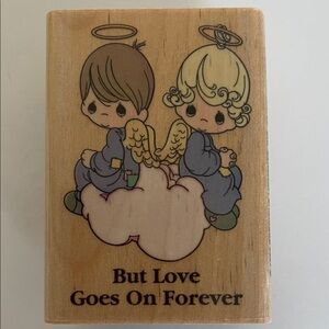 Precious Moments Blue, Cream & Gold Angel Pair Wall Plaque